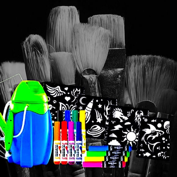 NIB Crayola Air Marker Sprayer Airbrush Kit Nom024657 Washable Markers & Paper - Picture 7 of 12